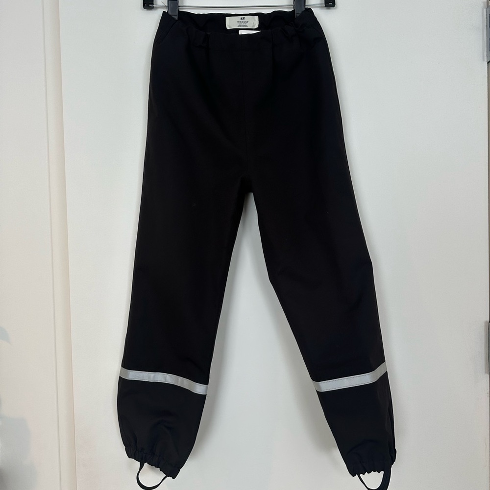 H&M Kids Black Rain Pants with Reflective Stripes